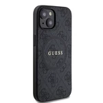 Zadní kryt Guess PU Leather 4G Colored Ring MagSafe pro Apple iPhone 15, černá