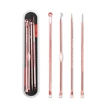 Rose Gold 4pcs/set Blackhead Comedone Acne Pimple Belmish Extractor Vacuum Blackhead Remover Tool Spoon for Face Skin Care Tool