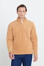 AC&Co / Altınyıldız Classics Men's Caramel Anti-pilling Anti-Pilling Standard Fit High Neck Cold Proof Fleece Sweatshirt