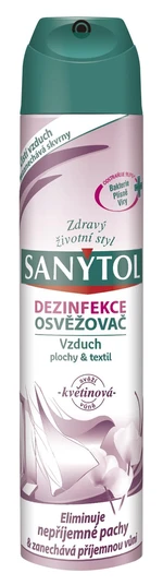 SANYTOL Dezinfekční osvěžovač vzduchu, povrchů a textilií s květinovou vůní 300 ml SANYTOL Dezinfekční osvěžovač vzduchu, povrchů a textilií s květinovou vůní 300 ml