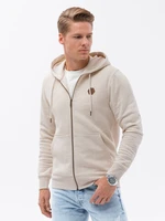 Ombre Unbuttoned men's HOODIE sweatshirt in pleasant knit fabric - cream melange Ombre Unbuttoned men's HOODIE sweatshirt in pleasant knit fabric - cream melange