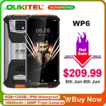 OUKITEL WP6 10000mAh 6.3'' FHD+ 6GB+128GB IP68 Waterproof Mobile Phone Octa Core 48MP Triple Cameras Rugged Smartphone