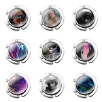 Foldable Purse Hook for Women's Table Handbag Storage Folding Decor Table Hook Abstract Glitch Fashion Design Cartoon Creative