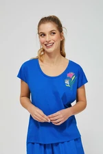 Simple T-shirt with print - blue