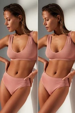 Trendyol Pale Pink 2-Pack Seamless/Seamless Hipster Knitted Briefs