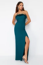 Trendyol Emerald Green, Fitted Evening Dress in Weave Occlusion