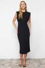 Trendyol Black Crew Neck Moon Sleeve Midi Knitted Dress