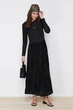 Trendyol Black Skirt Pleated Knitted Dress