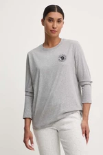 Bavlnené tričko s dlhým rukávom Fjallraven 1960 Logo šedá farba