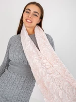 Světle růžový dámský tubový šátek z umělé kožešiny