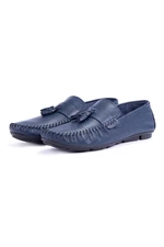 Ducavelli Noble Genuine Leather Men's Casual Shoes, Roque Loafers Navy Blue.