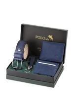 Polo Air Belt, Wallet, Card Holder, Keychain, Gift Box, Navy Blue Set