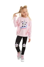 Denokids Panda Unicorn Girl's Pink T-shirt and Black Leggings Set.