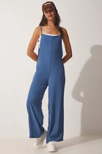 Happiness İstanbul Women's Indigo Blue Gardener Overalls with Pockets, Flowy, Aerobatic