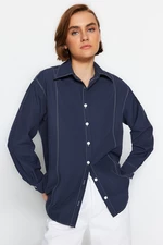 Trendyol Navy Blue Shirt with Contrast Stitching