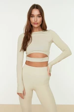 Trendyol Stone Crop Window/Cut Out and Thumb Hole Detail Sports Blouse