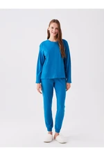 LC Waikiki Women's Pajamas Set with Crew Neck, Straight Long Sleeve