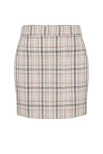 Trendyol Curve White Checked Tweed Skirt