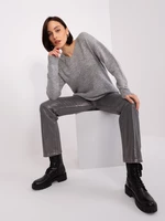 Grey oversize sweater with V neckline in rue paris