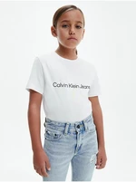 White Calvin Klein Jeans T-shirt for girls
