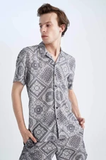 DEFACTO Regular Fit viscose Printed Short Sleeve Shirt
