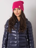 Lady's cap with beanie in pink color