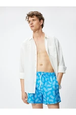 Koton Short Marine Shorts with Pineapple Print. A drawstring waist with pocket.