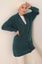Bigdart 15768 Aqua Green Knitwear Patterned Hijab Knitwear Cardigan with Buttons.