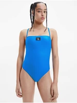 Blue Women's Ribbed One-Piece Swimwear Calvin Klein Underwear - Women Blue Women's Ribbed One-Piece Swimwear Calvin Klein Underwear - Women