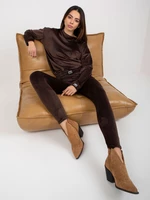 Dark brown velour set with leggings