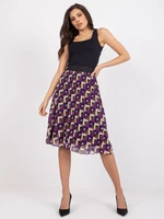 Purple-beige pleated skirt Alessia