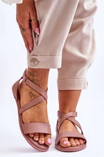 Big Star Leather Ankle Sandals Nude