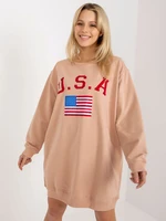 Long beige sweatshirt with print