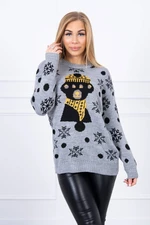 Christmas sweater with bear gray