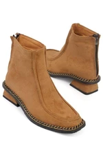 Capone Outfitters Women's Low-Heeled Boots with Stitching Detail.