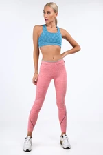 Coral sports leggings with stitching