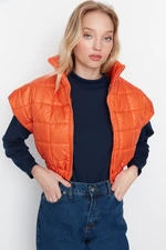 Trendyol Orange Wide-Cut Oversize Crop Quilted Vest