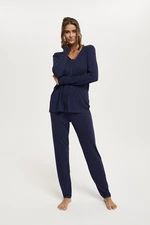 Women's Song Pajamas, Long Sleeves, Long Pants - Dark Blue