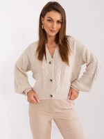 Light beige women's sweater with decorative buttons from RUE PARIS