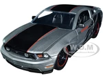 2010 Ford Mustang GT Matt Gray Metallic with Black Graphics and Stripes "Ford Performance" "Bigtime Muscle" Series 1/24 Diecast Model Car by Jada