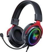 Onikuma X10 RGB Wired Gaming Headset With Detachable Mic Black Red