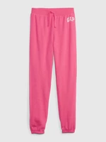 Pink girls' sweatpants jogger logo GAP french terry