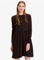 Tmavě hnědé dámské žebrované krátké šaty SuperDry Jersey - Dámské