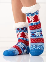 Dámské zimní zateplené ponožky modrá/červená