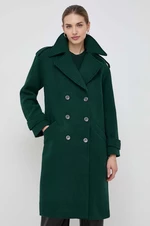Kabát s prímesou vlny Morgan zelená farba, prechodný, oversize
