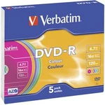 DVD-R 4.7 GB Verbatim 43557, barevný, 5 ks, Slimcase