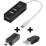 USB 2.0 hub Renkforce 3 porty, se zabudovanou čtečkou SD karet, s funkcí OTG, 72 mm, černá