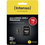 Paměťová karta microSDHC, 16 GB, Intenso Premium, Class 10, UHS-I, vč. SD adaptéru