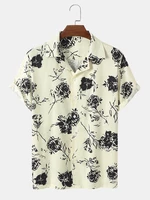 Mens Rose Sketches Graphic Short Sleeve All Matched Shirts