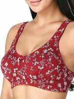 KISSLACE Plus Size Floral Printed Wireless Full Coverage Comfy Bra